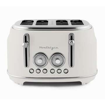 Nostalgia Classic 4-Slice Wide Slot Toaster, Retro Vintage Design With Six Toasting Settings & Remov...