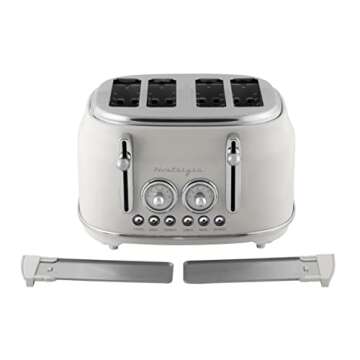 Nostalgia Classic 4-Slice Wide Slot Toaster, Retro Vintage Design With Six Toasting Settings & Removable Crumb Tray, Cream