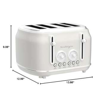 Nostalgia Classic 4-Slice Wide Slot Toaster, Retro Vintage Design With Six Toasting Settings & Removable Crumb Tray, Cream