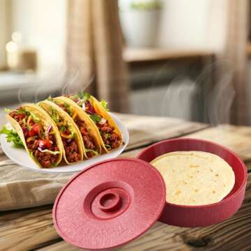 DOTERNITY Tortilla Warmer - Tortilla Server -Pancake Keeper -One Large & One Small Combination - Food Container - Perfect for Keeping Tortillas, Pancakes, Waffles Warm -Microwave Save (Red)
