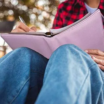 Antner A5 PU Leather Binder 6 Ring Notebook Photocard Budget Binder Cover for A5 Refill Paper, Refillable Loose Leaf Personal Planner Organizer Binder with Magnetic Buckle, Pink