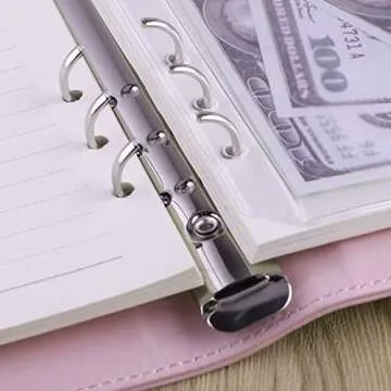 Antner A5 PU Leather Binder 6 Ring Notebook Photocard Budget Binder Cover for A5 Refill Paper, Refillable Loose Leaf Personal Planner Organizer Binder with Magnetic Buckle, Pink