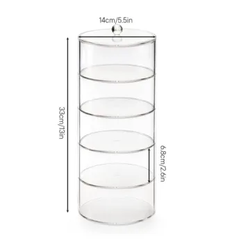 ZENFUN 5 Layers Acrylic Belt Organizer, Stackable Belt Storage Box Clear Display Case Vanity Organizer for Watch, Hair Accessories, Jewelry, Closet and Drawer, 3" H x 5" Dia