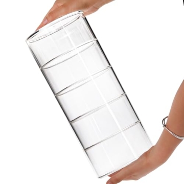 ZENFUN 5 Layers Acrylic Belt Organizer, Stackable Belt Storage Box Clear Display Case Vanity Organizer for Watch, Hair Accessories, Jewelry, Closet and Drawer, 3" H x 5" Dia