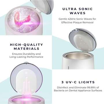 Ultrasonic Cleaner | Ultrasonic Retainer Cleaner with UV Light for Cleaning Dentures, Aligners, Mouth Guards, Whitening Trays. The Power of UVC light sanitizer by Fresh Knight