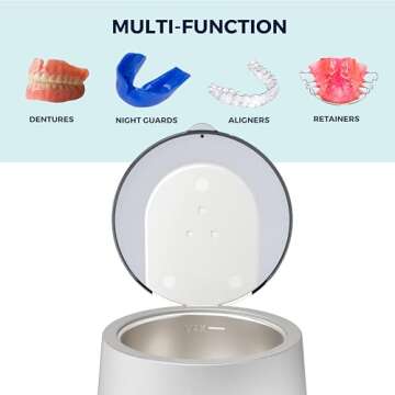 Ultrasonic Cleaner | Ultrasonic Retainer Cleaner with UV Light for Cleaning Dentures, Aligners, Mouth Guards, Whitening Trays. The Power of UVC light sanitizer by Fresh Knight