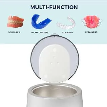Ultrasonic Cleaner | Ultrasonic Retainer Cleaner with UV Light for Cleaning Dentures, Aligners, Mouth Guards, Whitening Trays. The Power of UVC light sanitizer by Fresh Knight