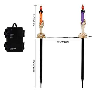 LJLNION Halloween Decorations, 5 Pack Halloween Garden Stake Lights, Tabletop Candle Light with Skeleton Ghost Hand, Waterproof & Battery Operated, Light Up Yard Stakes for Indoor/Outdoor Garden Decor