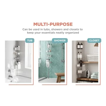 Adjustable Zenna Home Tension Shower Caddy for All