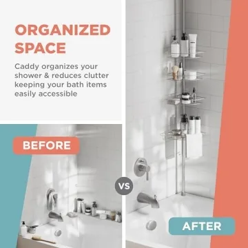 Adjustable Zenna Home Tension Shower Caddy for All