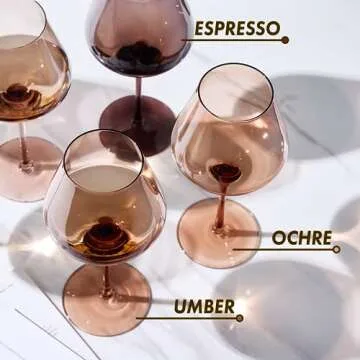 Venus Wine Glass Sets, 20oz Glasses Set of 6 Valentines Day Gifts, Valentine Gift for Her, Mom, Wife, Girlfriend, Mama, Special Celebrations Drinkware Unique Style Tall Stemmed Amber Colored Glassware