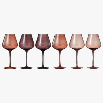 Venus Wine Glass Sets, 20oz Glasses Set of 6 Valentines Day Gifts, Valentine Gift for Her, Mom, Wife, Girlfriend, Mama, Special Celebrations Drinkware Unique Style Tall Stemmed Amber Colored Glassware