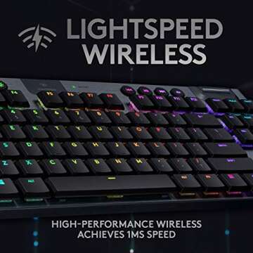 Logitech G915 TKL Tenkeyless Lightspeed RGB Mechanical Gaming Keyboard, Low Profile Switch Options, ...