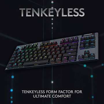 Logitech G915 TKL Tenkeyless Lightspeed RGB Mechanical Gaming Keyboard, Low Profile Switch Options, LIGHTSYNC RGB, Advanced Wireless and Bluetooth Support - Tactile (Renewed)