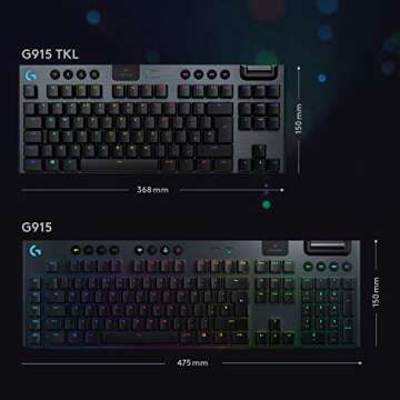Logitech G915 TKL Tenkeyless Lightspeed RGB Mechanical Gaming Keyboard, Low Profile Switch Options, LIGHTSYNC RGB, Advanced Wireless and Bluetooth Support - Tactile (Renewed)