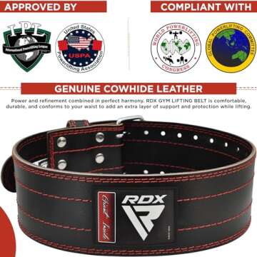 RDX Weight Lifting Belt for Men Women, IPL USPA Approved, 6mm Thick 100% Leather, 4” Powerlifting ...
