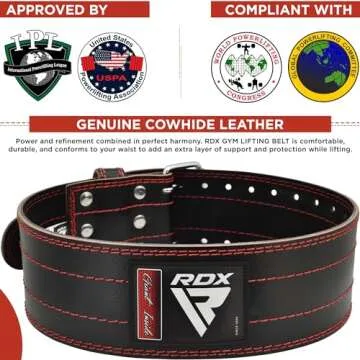 RDX Weight Lifting Belt for Men Women, IPL USPA Approved, 6mm Thick 100% Leather, 4” Powerlifting ...