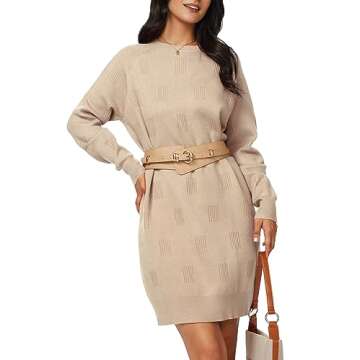 Arach&Cloz Womens Fall Fashion 2024 Oversized Sweater Dress
