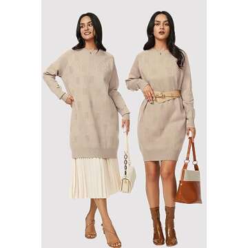 Arach&Cloz Womens Cozy Sweater Dress for Fall 2024