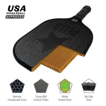 PELLO PXIII Carbon Fiber Pickleball Paddle | Elongated USAPA Approved | Pro-Level Performance Pickleball Paddle for Power, Spin & Control | Carbon Fiber Pickle Ball Paddle Women and Men | (Black)