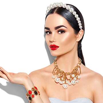 WILLBOND 4 Pcs Pearls Headbands Women White Faux Pearl Rhinestones Hairbands Bridal Hair Hoop Wedding Hair Accessories for Women