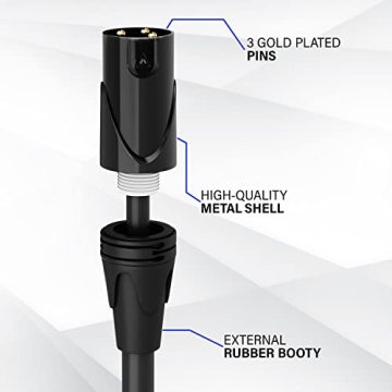LyxPro 15ft XLR Microphone Cable for Professional Sound Performance