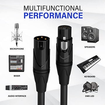LyxPro 15ft XLR Microphone Cable for Professional Sound Performance