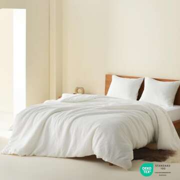 Comfort Spaces White King Duvet Cover Set - Breathable Dotted Weave Texture