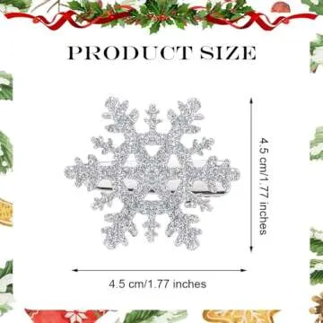 16 Pcs Snowflake Hair Clips Glitter Snowflake Hair Accessories Hairpins for Women Glitter Christmas ...
