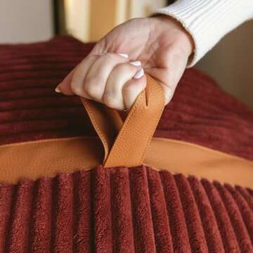 Big Joe Fuf XXL Foam Filled Bean Bag Chair with Removable Cover, Deep Terracotta Corded Plush, 6 feet Giant