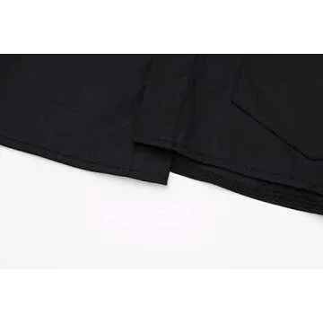 MISSACTIVER Women Solid Long Sleeve Button Up Crop Shirt Turn-Down Collar Irregular Loose Fitting Fashion Cropped Blouse Top(Small,Black)