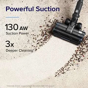 LEVOIT Cordless Vacuum Cleaner, 400W Motor Stick Vac with Powerful Suction and Auto Mode, Up to 40 Minutes Runtime, 4-Stage HEPA Filter, Deep Clean Carpet, Hard Floor, Pet Hair, IQ 40, Grey