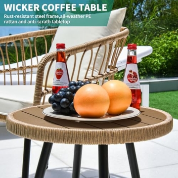 Stylish YITAHOME 3 Piece Outdoor Wicker Bistro Set