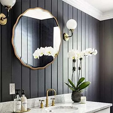 MOTINI 32" Round Beveled Decorative Wall Mirror