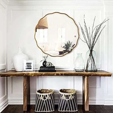 MOTINI 32" Round Beveled Decorative Wall Mirror