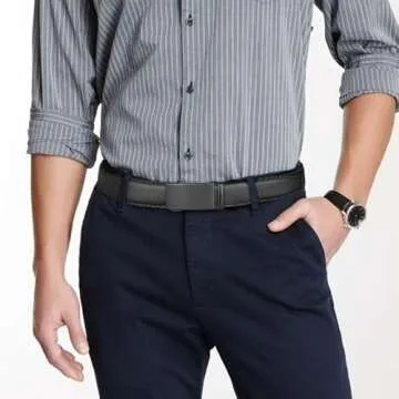 KUULIMEE Men's Belt, Ratchet Dress Casual Belt with Adjustable Automatic Buckle Trim to Fit