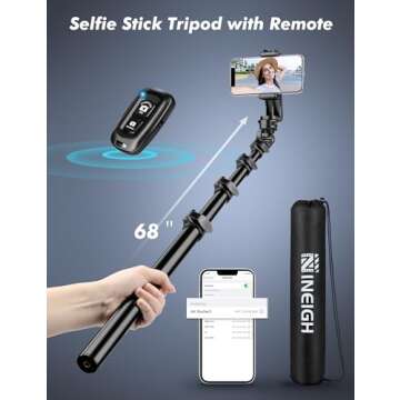 Phone Tripod Stand, Selfie Stick Tripod, 86.6" Tall Cell Phone Tripod with Adjustable Gooseneck Remote Phone Holder, Tripod for Phone Camera Compatible with iPhone 15 14 13 12 11 Pro