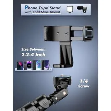 Phone Tripod Stand, Selfie Stick Tripod, 86.6" Tall Cell Phone Tripod with Adjustable Gooseneck Remote Phone Holder, Tripod for Phone Camera Compatible with iPhone 15 14 13 12 11 Pro