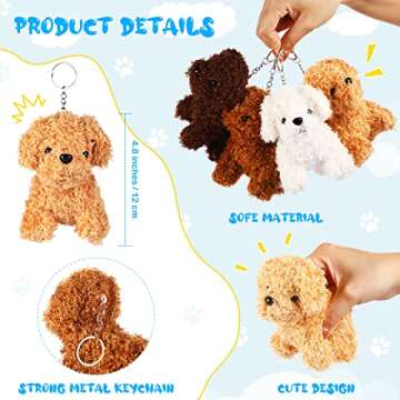 12 Pieces Mini Dog Keychains - Adorable Plush Party Favors for Kids