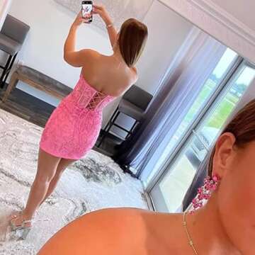 Noras dress White Lace Graduation Homecoming Dresses Short for Women Tight trapless Ball Gown Prom P...