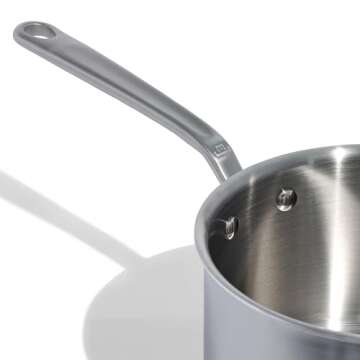 Made In Cookware - 4 Quart Stainless Steel Saucepan with Lid - 5 Ply Stainless Clad Sauce Pan - Prof...