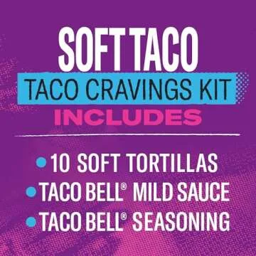 Taco Bell Soft Taco Dinner Kit with 10 Soft Tortillas (Taco Bell Mild Sauce & Seasoning, 14.6 oz Box...