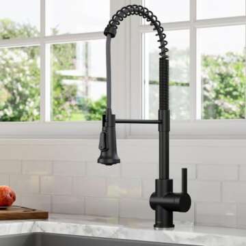 Kraus KPF-1691MB Britt 2nd Gen Commercial Style Pull-Down Single Handle Kitchen Faucet, Matte Black