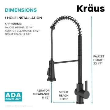 Kraus KPF-1691MB Britt 2nd Gen Commercial Style Pull-Down Single Handle Kitchen Faucet, Matte Black