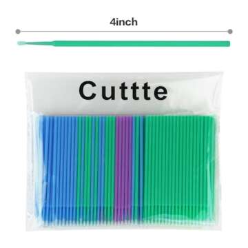 Cuttte 500PCS Disposable Micro Swabs for Eyelash Extension, Micro Applicators Eyelash Swabs for Makeup Application Multi-colored (Head Diameter: 1.5/2.0/2.5 mm)