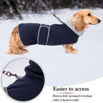 Geyecete Dachshund Sweaters for Dogs Dog Jacket,Dachshund Coat Perfect Dog Winter Coat with Padded Fleece Lining and high Collar,Dog Snowsuit with Adjustable Bands Sizes-Navy-S