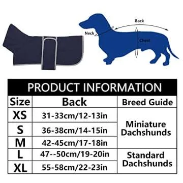 Geyecete Dachshund Sweaters for Dogs Dog Jacket,Dachshund Coat Perfect Dog Winter Coat with Padded Fleece Lining and high Collar,Dog Snowsuit with Adjustable Bands Sizes-Navy-S