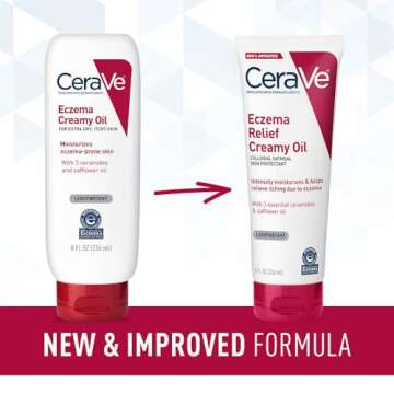 CeraVe Eczema Relief Creamy Body Oil, Eczema Calming Cream With Colloidal Oatmeal & Safflower Oil Fo...