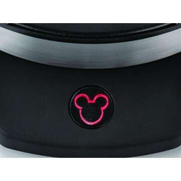 Disney Classic Mickey Waffle Maker by Select Brands - Disney Waffle Maker for Kitchen Appliances - Features Non-Stick Plates - Mickey Mouse Waffle Iron Gift for Disney Lovers - 7" Waffles