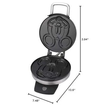Disney Classic Mickey Waffle Maker by Select Brands - Disney Waffle Maker for Kitchen Appliances - Features Non-Stick Plates - Mickey Mouse Waffle Iron Gift for Disney Lovers - 7" Waffles
